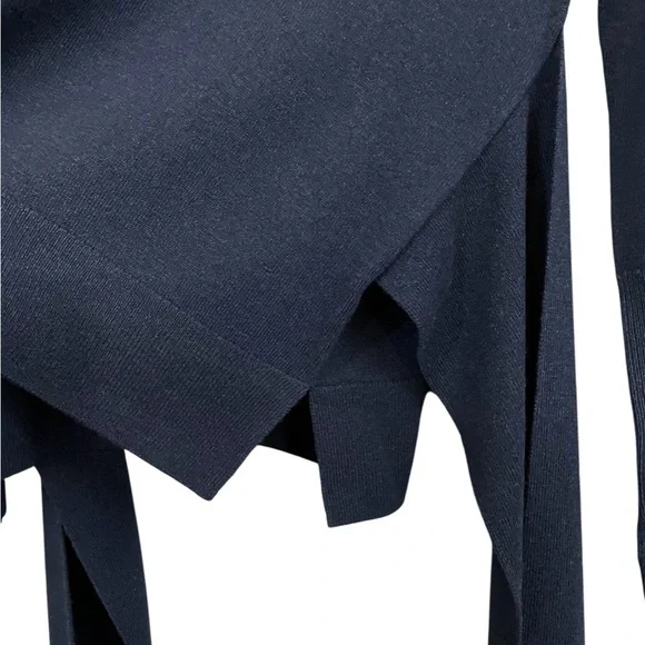 The White Company Tie Waist Lounge Sweater with Cashmere Wool Navy Blue NWT - Picture 5 of 15